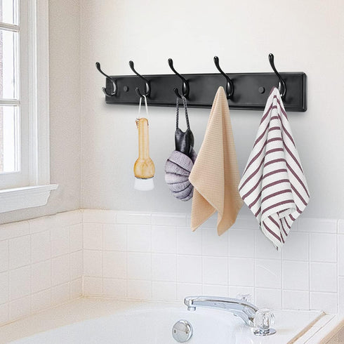 Wooden Coat Rack, Wall-Mounted Organizer for Closet, Entryway, Hallway, Foyer, Bedroom, Heavy Duty Double Hooks for Hanging Towels, Bags, Hats, Ja...