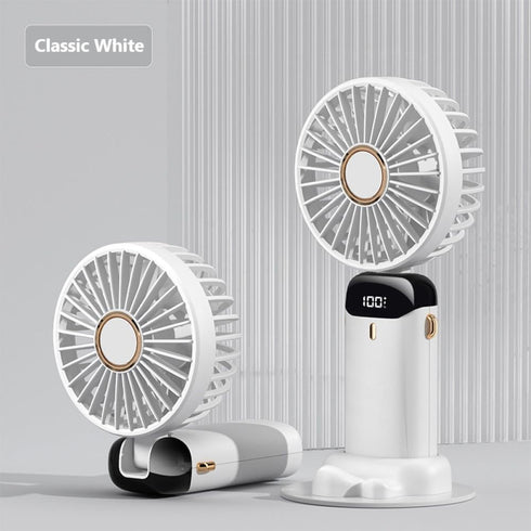 Portable Handheld Fan, USB Rechargeable Personal Fan, 4800mAh, 90° Foldable Mini Desk Fan with Led Digital Display, 5 Speeds Multi-Function Fan fo...