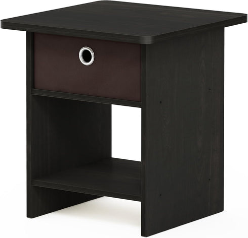Furinno Dario End Table / Side Table / Night Stand / Bedside Table with Bin Drawer, 1-Pack, Espresso/Brown...