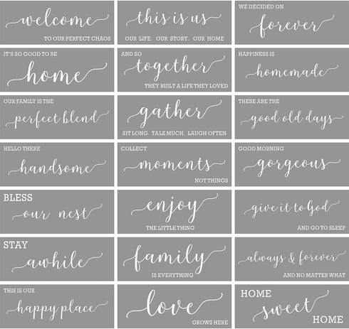 Large Farmhouse Stencils for Painting on Wood - 21 Pack Family Inspirational Words Quotes Saying Sign Stencil Templates, Welcome Home Love and Mor...
