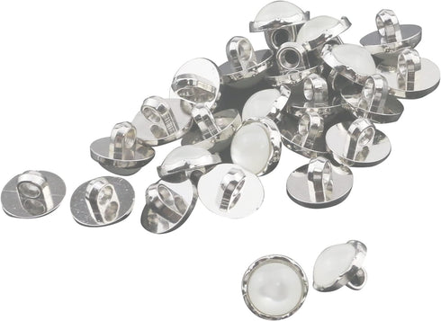 MY MIRONEY 50-Pack White Pearl Buttons 12mm Half Domed Button Half Ball Pearl Buttons with Shank for Clothes, Craft, Sewing...