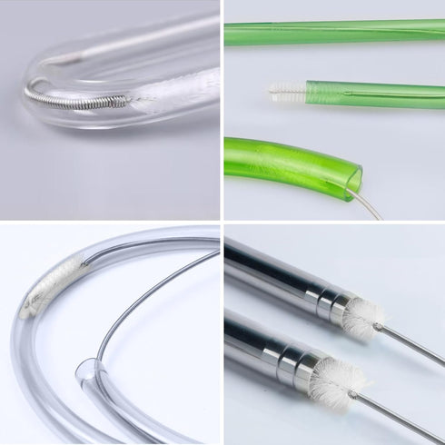 Flexible Long Drain Brush, Double Elastic Ended Nylon Cleaner Hose Tube Pipe Brush 67 inch Stainless Steel and 2 Pcs of 8 inch Straw Cleaning Brus...