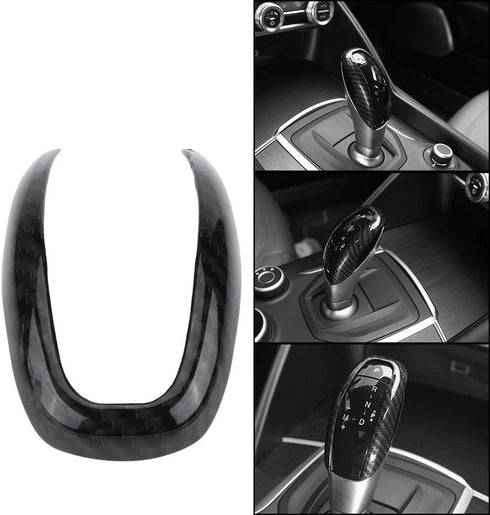 Keenso Shifter Knob Trim, Car Interior Carbon Fiber Gear Shifter Knob Frame Decor Cover Trim for Alfa Romeo Stelvio/Giulia Accessories...