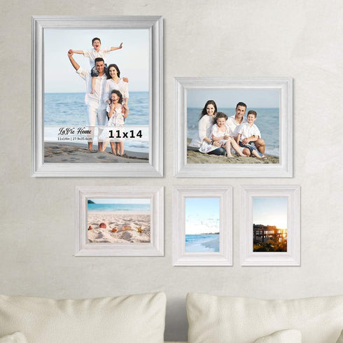 LaVie Home 8x10 Picture Frames (1 Pack, Distressed White) Rustic Photo Frame Set with Tempered Glass for Wall Mount & Table Top Display...