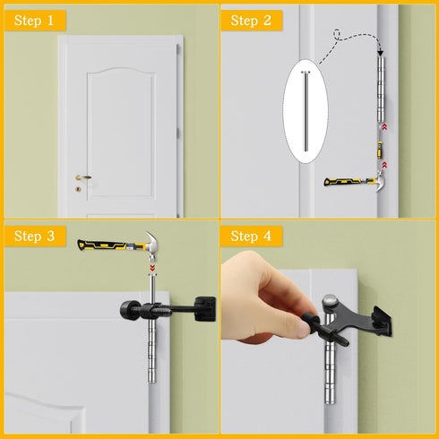 ZHOUZHOU 2 Pack Hinge Pin Door Stoppers for top of Door Adjustable Heavy Duty Hinge Pin Black Door Stop with Black Rubber Bumper Tips (Black, 2 Pa...
