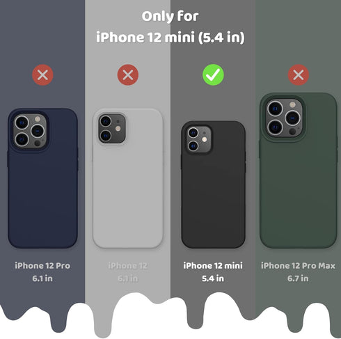OuXul Compatible with iPhone 12 Mini Case,Liquid Silicone Gel Rubber Phone Case,iPhone 12 Mini Case 2020 Cover 5.4 Inch Full Body Slim Soft Microf...