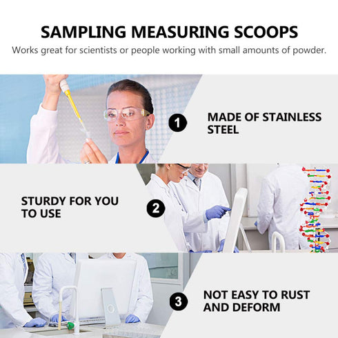 Hemobllo Stainless Steel Micro Lab Sampling Scoop Experiment Spoons Micro Medicine Spoons Reagent Laboratory Sampling Spoon Set 6PCS...
