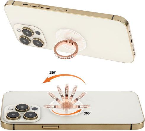 Cell Phone Ring Holder 4 Pack Transparent Ring Holder Diamond Clear Finger Grip 360° Degree Rotation Kickstand Compatible Various Mobile Phones or...