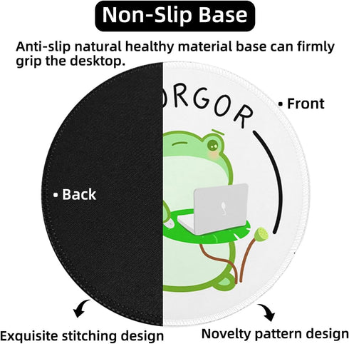 Funny Work Frog Small Mouse Pad, Cute Aesthetic Anime Mousepad with Non-Slip Rubber Base, Round Mouse Pads for Desk Accessories Laptop Gaming Offi...
