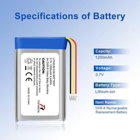 Tophinon Replacement Battery for Infant Optics DXR-8 Baby Monitor Battery Sp 803048,3.7V 1200mAh Lithium-ion Rechargeable...