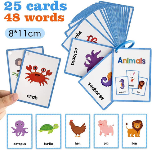 Animals Learning Flashcards, High Frequency Words, Beginning Reading, Kindergarten to 1st Grade, ESL Teaching Materials, Autism Learning Materials...