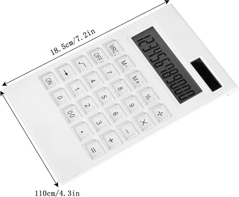 Crystal Calculator Slim Elegant Design Office Home Electronics Dual Power Desktop Calculator, Solar 10 Bit Tilt LCD Display Tilt Design White (Cry...