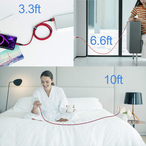 AkoaDa [3 Pack USB C Cable 10ft, USB C Charger Cable 10 Ft Fast Nylon Braided Cord Compatible with Samsung Galaxy Note 9 8 S21 S20 S10 10 Plus,LG ...