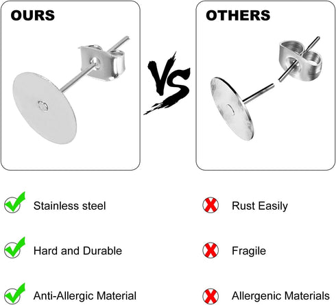 1650Pcs Earring Posts and Backs Jump Rings Kit Hypoallergenic Earring Studs Butterfly Earring Backs and Rubber Earring Backs Earrings DIY for Jewe...