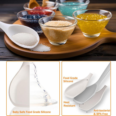 Large Silicone Cooking Spoons, Nonstick Solid Wooden Handle Kitchen Spoons, Heat Resistant Silicone Rubber Spoonula for Cooking, Serving, Basting,...