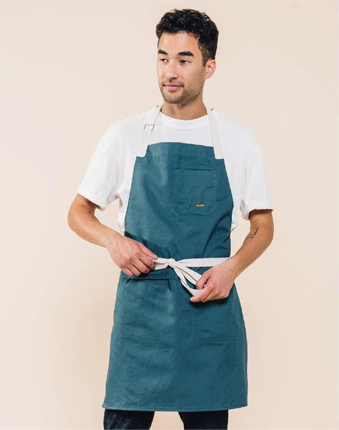 Caldo Daily Cotton Kitchen Apron for Cooking- Mens and Womens Professional Chef or Server Bib Apron - Adjustable Straps with Pockets and Towel Loo...