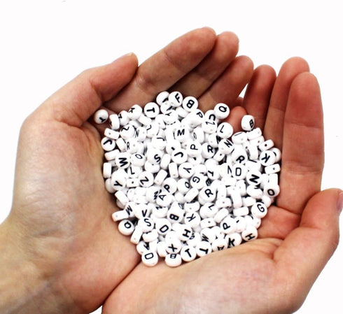 JPSOR 600pcs White Round Letter Beads for Jewelry Making Acrylic Alphabet Beads Bracelets Kit for DIY Necklaces Key Chains Making...