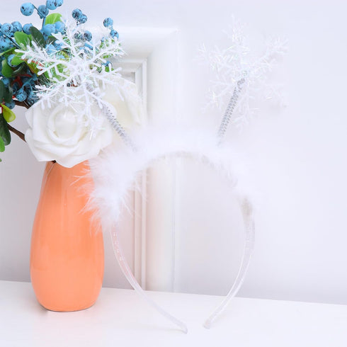 Lurrose 2pcs Christmas Feather Snowflake Headbands Merry Christmas Hairbands Head Boppers Headdress Costume Props for Women Girls Children...