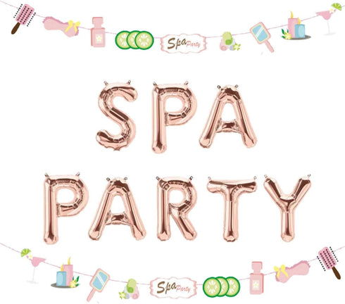 LaVenty 2 PCS Spa & Party Balloons Banner - Spa & Birthday Theme Decoration...