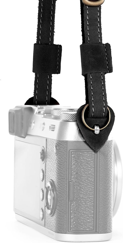MegaGear SLR, DSLR Sierra Series Genuine Leather Camera Shoulder or Neck Strap, Black...