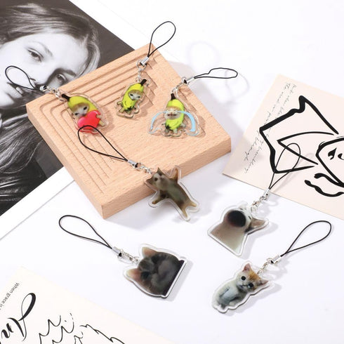7 Pieces Cat Phone Charm Keychain Y2k Cute Kawaii Phone Charms Strap Aesthetic...