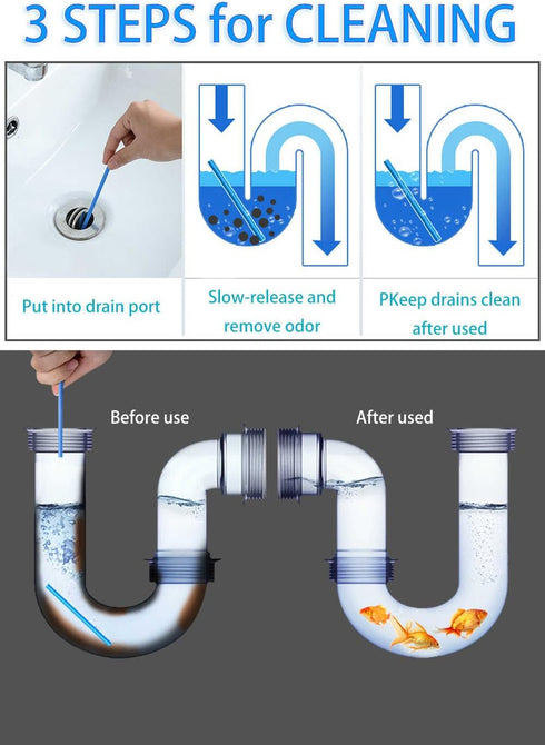 Drain Cleaner Sticks Keeps Drains and Pipes Clear and Odor As Seen On TV 4 Packs(48 pcs)...