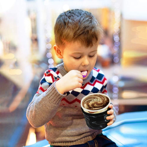 4 Pack Pint Size Ice Cream Sleeves Cozy Neoprene Cover with Spoon Holder (Marble)...