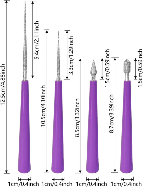 4Pcs Diamond Tipped Bead Reamer, Beading Hole Enlarger Needle Tool with Plastic Handle for Make Bead Holes Larger, Jewelry Making and DIY Craft Su...