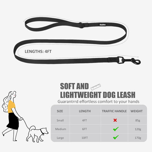 Small Dog Dog Leash with Electroplated Black Hardware,Lightweight Dog Leash Easy to Clean, 4FT Black Waterproof Dog Leash Coated with Durable and ...