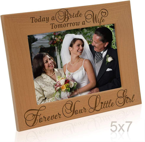 KATE POSH Natural Wood Picture Frame - Engraved (5x7-Horizontal) - Mother of The Bride Gifts, Father of The Bride Gifts...