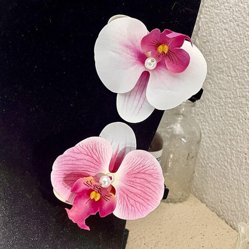 Pink Orchid Flower Hair Clip,Flower Hair Clip Cute Pink Orchid Side Barrettes Elegant Flower Hair Clip Sweet Hair Clip and Barrettes Hair Accessor...