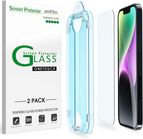 amFilm Screen Protector OneTouch for iPhone 14 Plus 6.7" 2022 iPhone 13 Pro Max 6.7" 2021 with Easy Installation Kit, Full Coverage Case Friendly,...