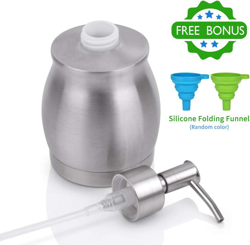 Stainless Steel Countertop Soap Dispenser Liquid Bottle and Pump, Suitable for Various Places Such as Kitchen and Bathroom (Brushed Nickel, 390 ml...