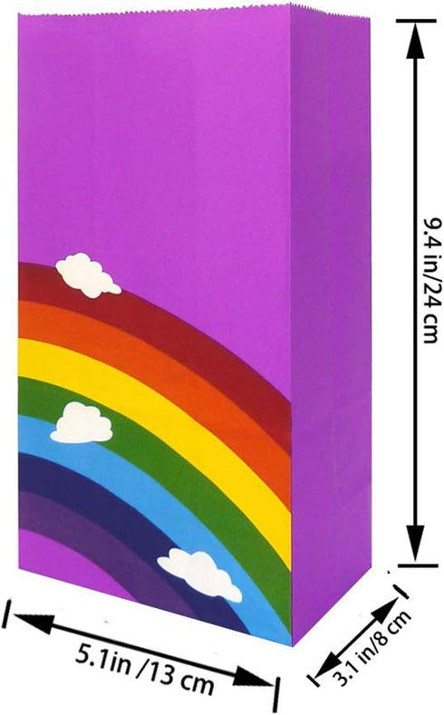 Future Life 24 pcs Rainbow Party Favor Paper Bags, 5.2 * 3.2 * 9.6 Inch, Food Safe Kraft Paper and Ink, Natural (Biodegradable), Vivid Colored,Giv...