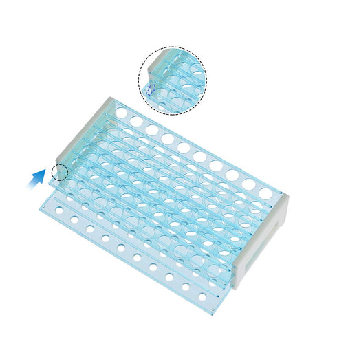 uxcell Detachable Polypropylene Test Tube Holder Rack 50 Hole for 13-16mm Tubes Light Blue 2Pcs...