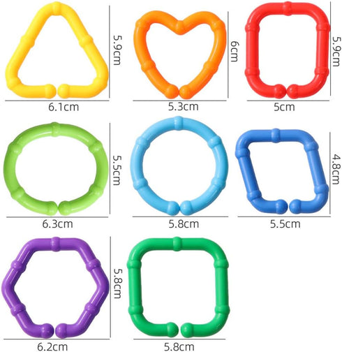 50PCS Baby Rings Toy Links Plastic Babies Teething Ring Attach Baby Toys to Strollers or Carrier Seat or Baby Bouncers for Infants...