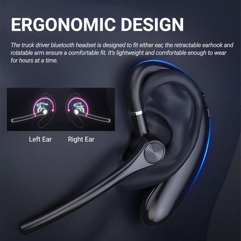 Yunseity Bluetooth Headset, Handsfree Headset with Noise Canceling Mic, Bluetooth Earpiece Business Earphone for Driving Business Trucker Office...