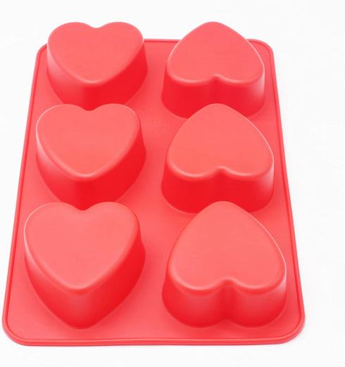 X-Haibei Love 6 Heart Shape Silicone Mold Lotion Bars Soap Moulds Cake Muffin Baking Deep Cavity 4oz per Cell...