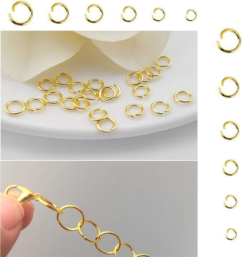 EuTengHao 1504Pcs Gold Open Jump Ring and Lobster Clasps Kit Jewelry Making Repair Supplies Kit with Jewelry Pliers Tweezers for Necklace Jewelry ...