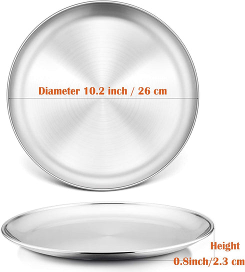 P&P CHEF 10 Inch Pizza Pan, 3 Pieces Stainless Steel Round Pizza Tray Dish Plate For Oven Baking Roasting, Healthy & Heavy Duty, Rust Free & Dishw...