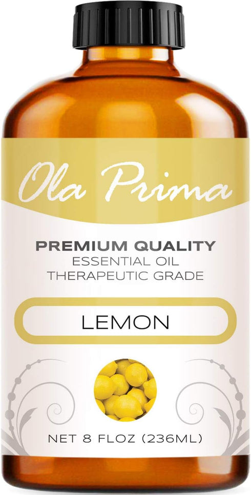 Ola Prima Oils 8oz - Lemon Essential Oil - 8 Fluid Ounces - Lemon Oil - Aromatherapy Oils - Essential Oils for Candle Making - Essential Oils for ...