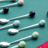Stainless Steel Coffee Spoon,Teaspoon,Sugar Spoon,Korean Dessert Spoon with Ceramic Ball, Spoons 4 Pieces 5.5 Inches Green...