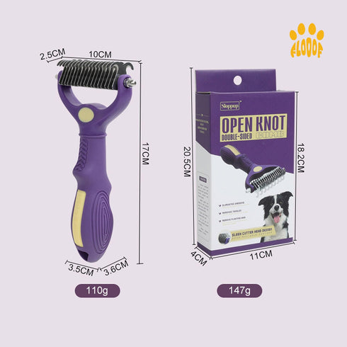 Double-Sided Deshedding & Dematting Tool Open Knot Brush for Dogs & Cats - Premium Pet Grooming Comb for Shedding and Tangle-Free Fur - Ultimate C...