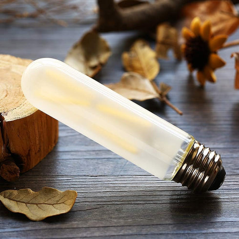 Dimmable T10 Frosted Led Tubular Bulb 8W,Warm White 2700K Filament Light Bulbs 70 Watt Equivalent,E26 Base Bulb for Desk Lamp,Bathroom,Cabinet Dis...