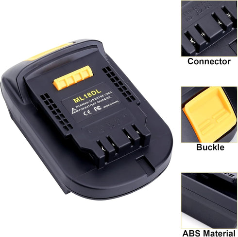 ML18DL Battery Adapter Compatible with Dewalt 20V Cordless Tools, Adapter Compatible with Milwaukee 18V M18 Battery to Replacement for Dewalt 20V ...