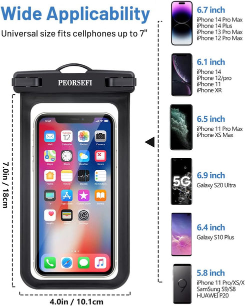 Universal Waterproof Phone Pouch - Waterproof Case for iPhone 14 13 12 11 Pro Max XS Plus Samsung Galaxy Cellphone Up to 7.0"? IPX8 Waterproof Cel...