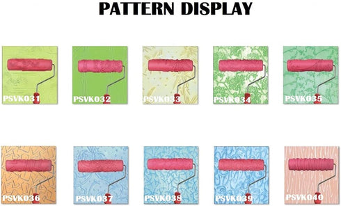 7" DIY Decorative Patterned Paint Roller Decorative Rubber Roller Pattern Roller Wall Decoration with Plastic Handle for Wall Treatments, Furnitur...
