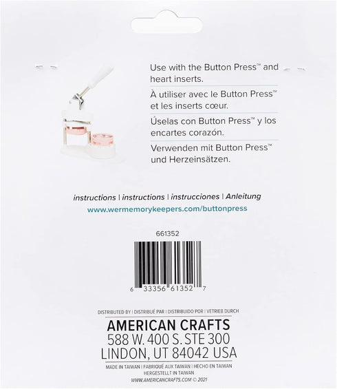 We R Memory Keepers Button Press Refill Pack Heart, includes Materiels for 9 Heart Buttons 58mm (27 pieces total) Create DIY Custom Buttons for Ba...