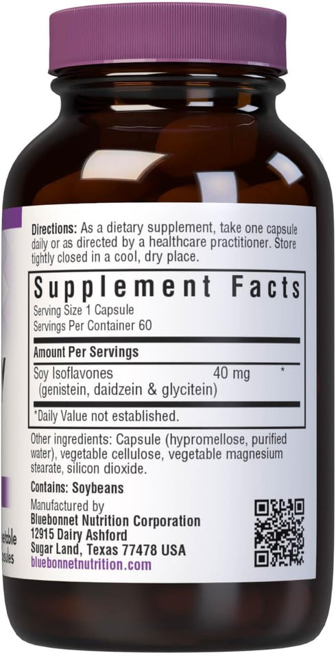 Bluebonnet Nutrition Non-GMO Soy Isoflavones, Bone Health*, Vegan, Kosher Parve, Gluten-Free, 60 Vegetable Capsules, 60 Servings...