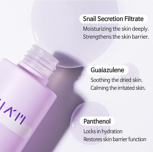 TIAM Snail & Azulene Water Essence, Snail Essence,Snail Essence, Hydrating Toner for Face with Snail Secretion Filtrate, Repair Damaged Skin, Snai...